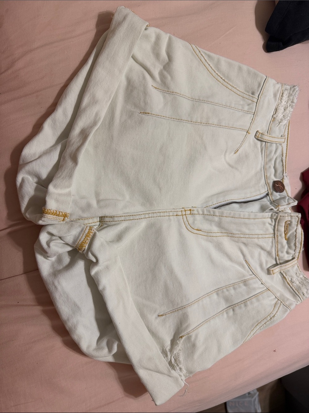 High-Rise White Denim Shorts